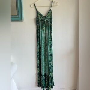 Paisley Green Bohemian Maxi Dress | Angie Clothing